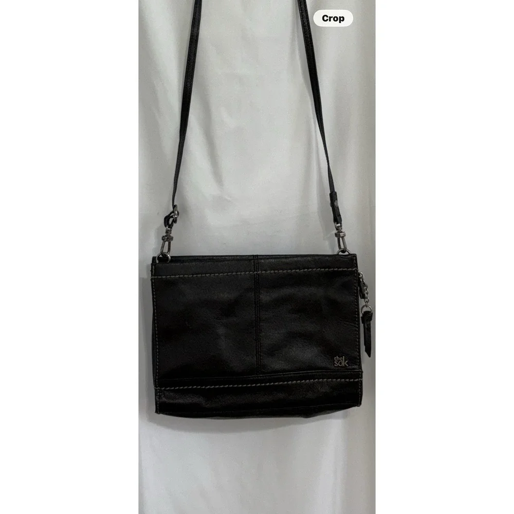 The Sak Iris Leather Three-Way-Wear Crossbody Clutch Black Pebble Leather